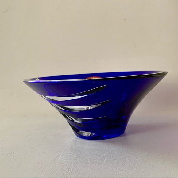 Vintage Schonborner Bleikrestall Cobalt Blue Cut Crystal Glass Bowl - Picture 6 of 14